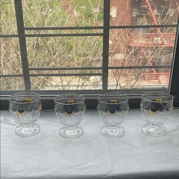 ❤️ Anthro Set of Clear Glass Goblets with Gold Accents | NIB - Picture 4 of 7